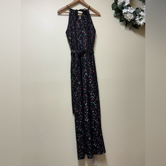 Eva Franco Anthropologie Edita halter black jumpsuit multi-color metallic dot- 2 - Picture 13 of 15